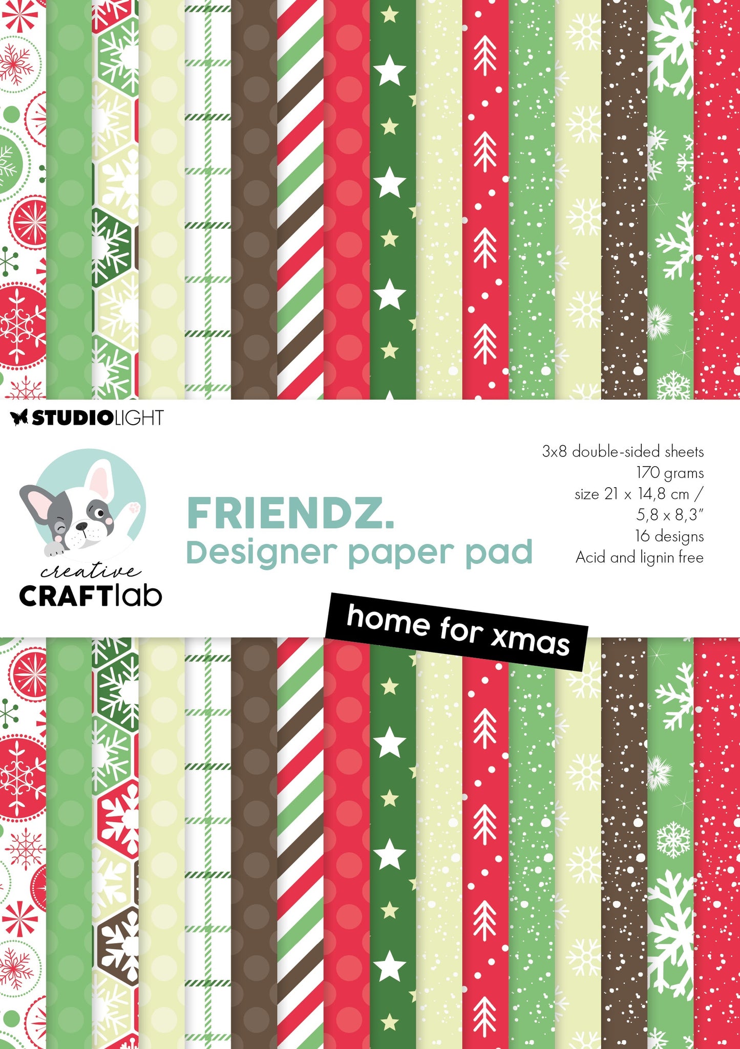 Studio Light Friendz Paper Pad 8.25"X5.83" 24/Pkg-Nr. 256, Home For Christmas