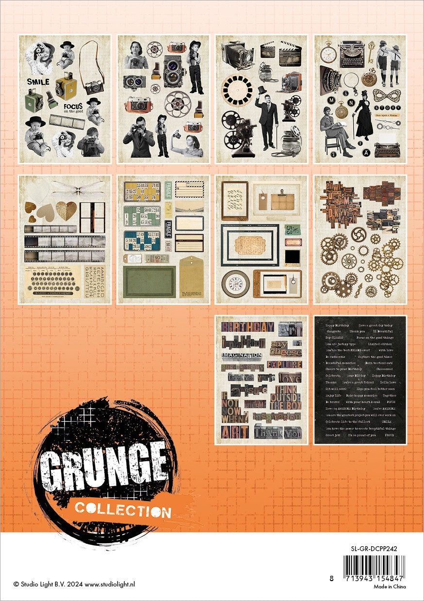 Studio Light Grunge Paper Pad 5.83"X8.26" 20/Pkg-Nr. 242, Elements