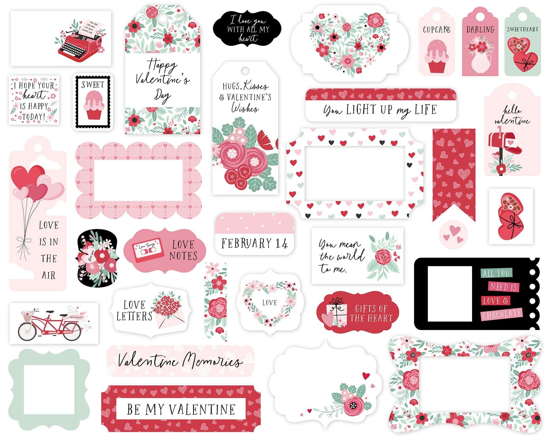 Echo Park Ephemera-Frames & Tags, Valentine's Day