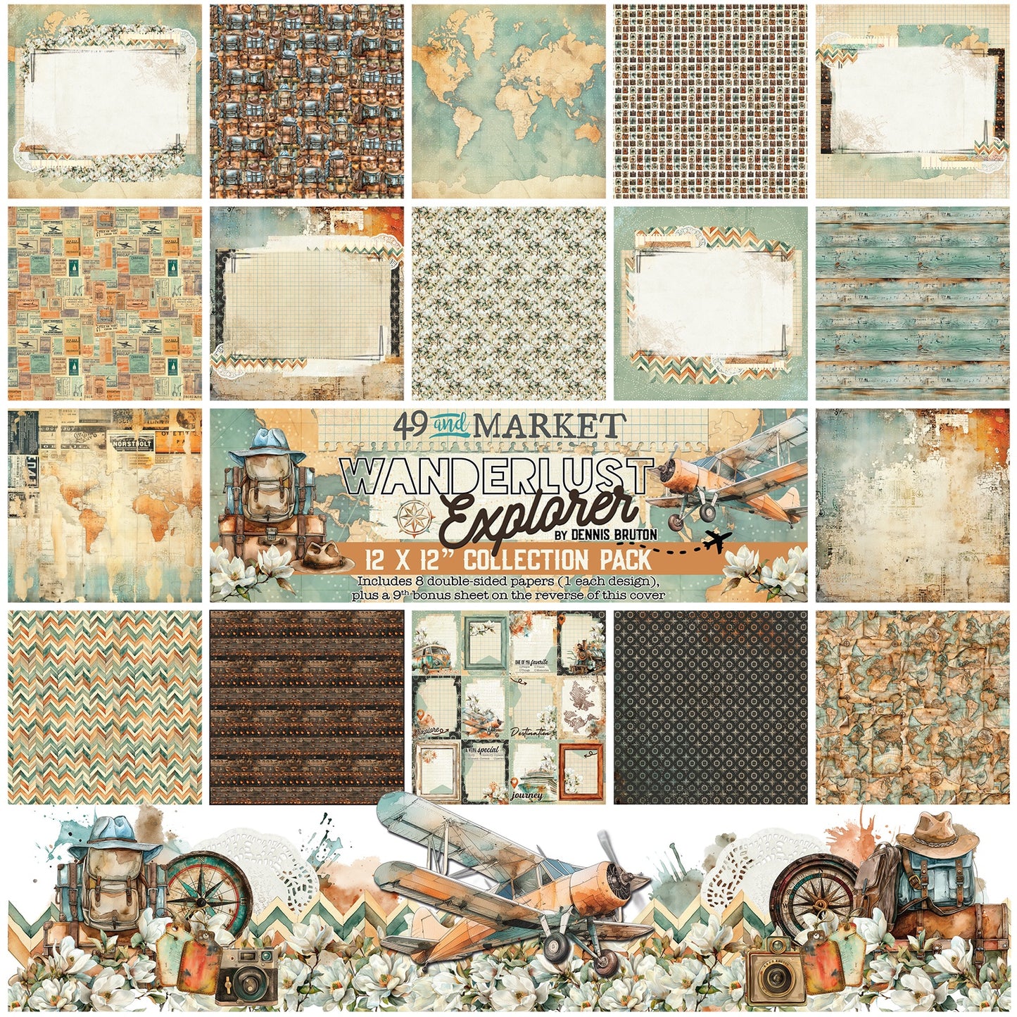 49 & Market Collection Pack 12"X12"-Wanderlust Explorer