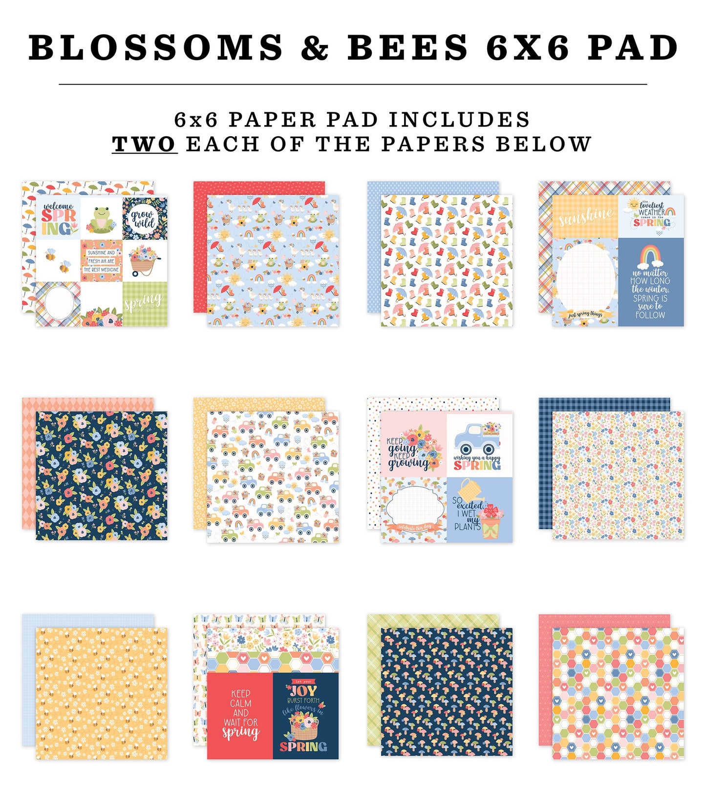 Echo Park Double-Sided Paper Pad 6"X6" -Blossoms And Bees