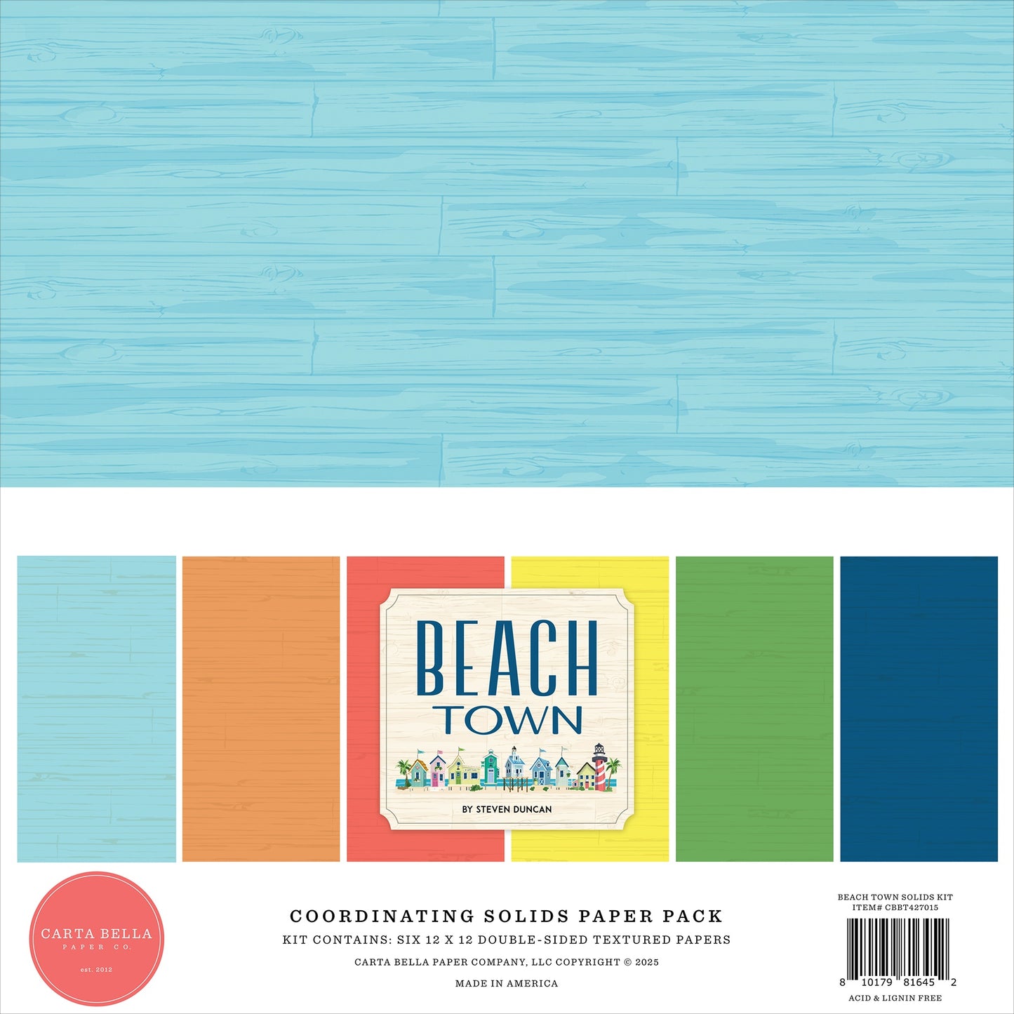 Carta Bella Solids Collection Kit 12"X12"-Beach Town