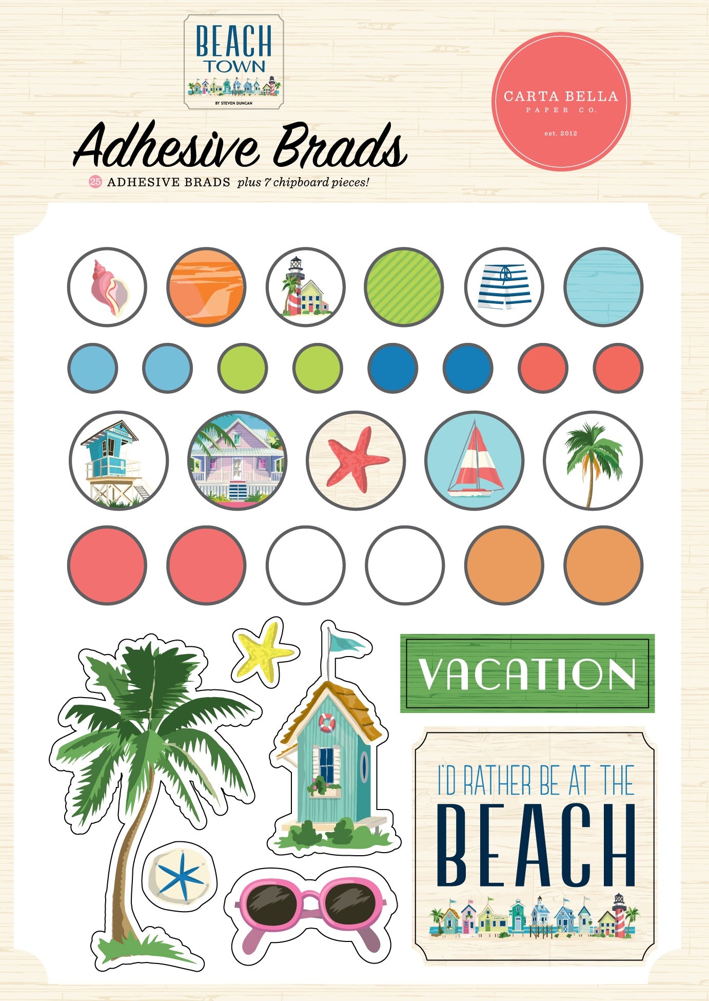 Carta Bella Decorative Brads-Beach Town
