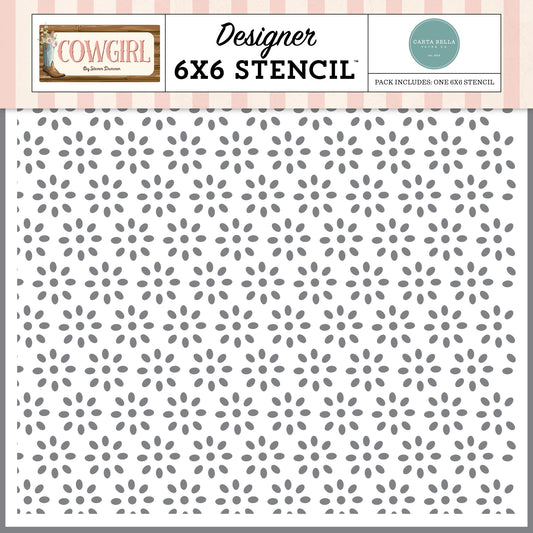 Cowgirl Stencil 6"X6"-Cowgirl Flower