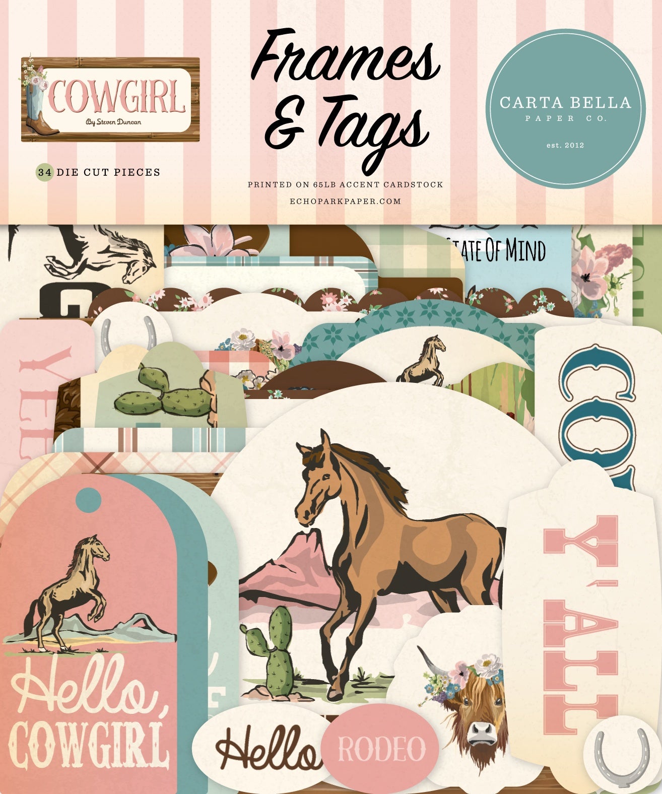 Carta Bella Ephemera-Frames & Tags, Cowgirl