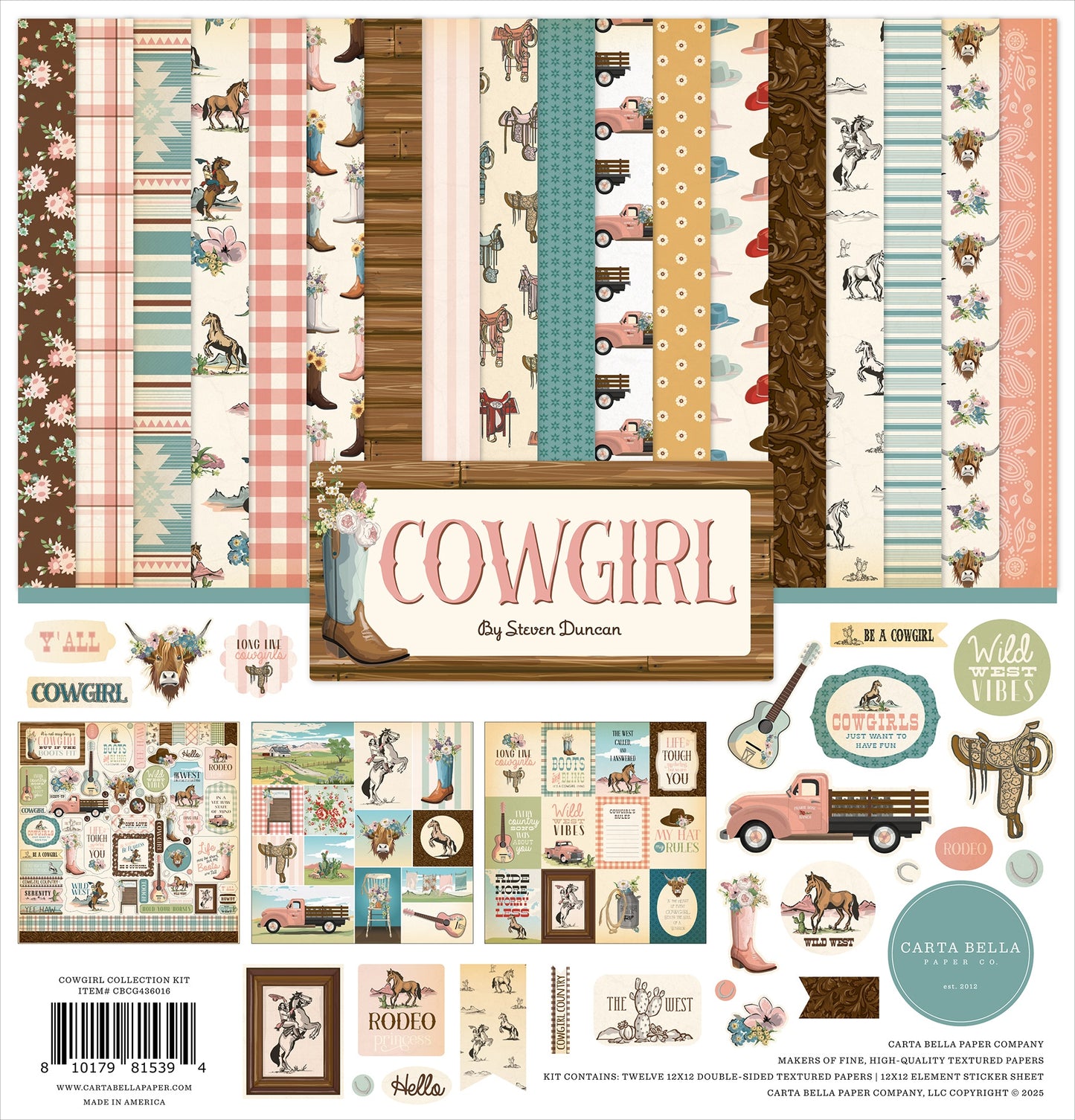 Carta Bella Collection Kit 12"X12"-Cowgirl