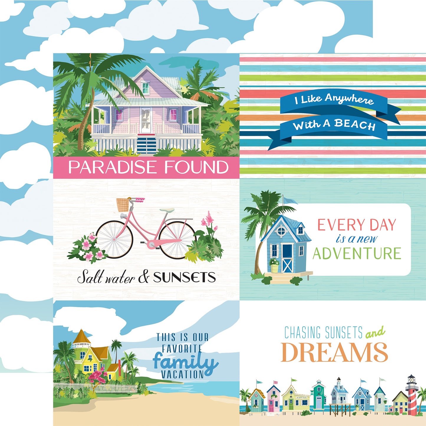 Beach Town Double-Sided Cardstock 12"X12"- Select Style
