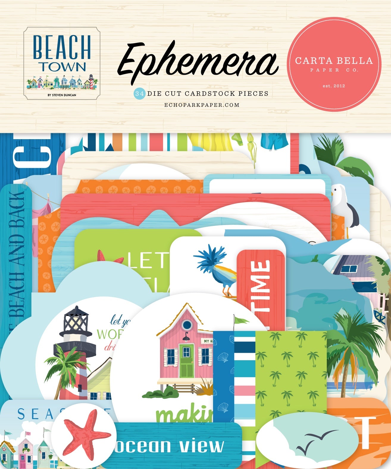 Carta Bella Ephemera-Icons, Beach Town