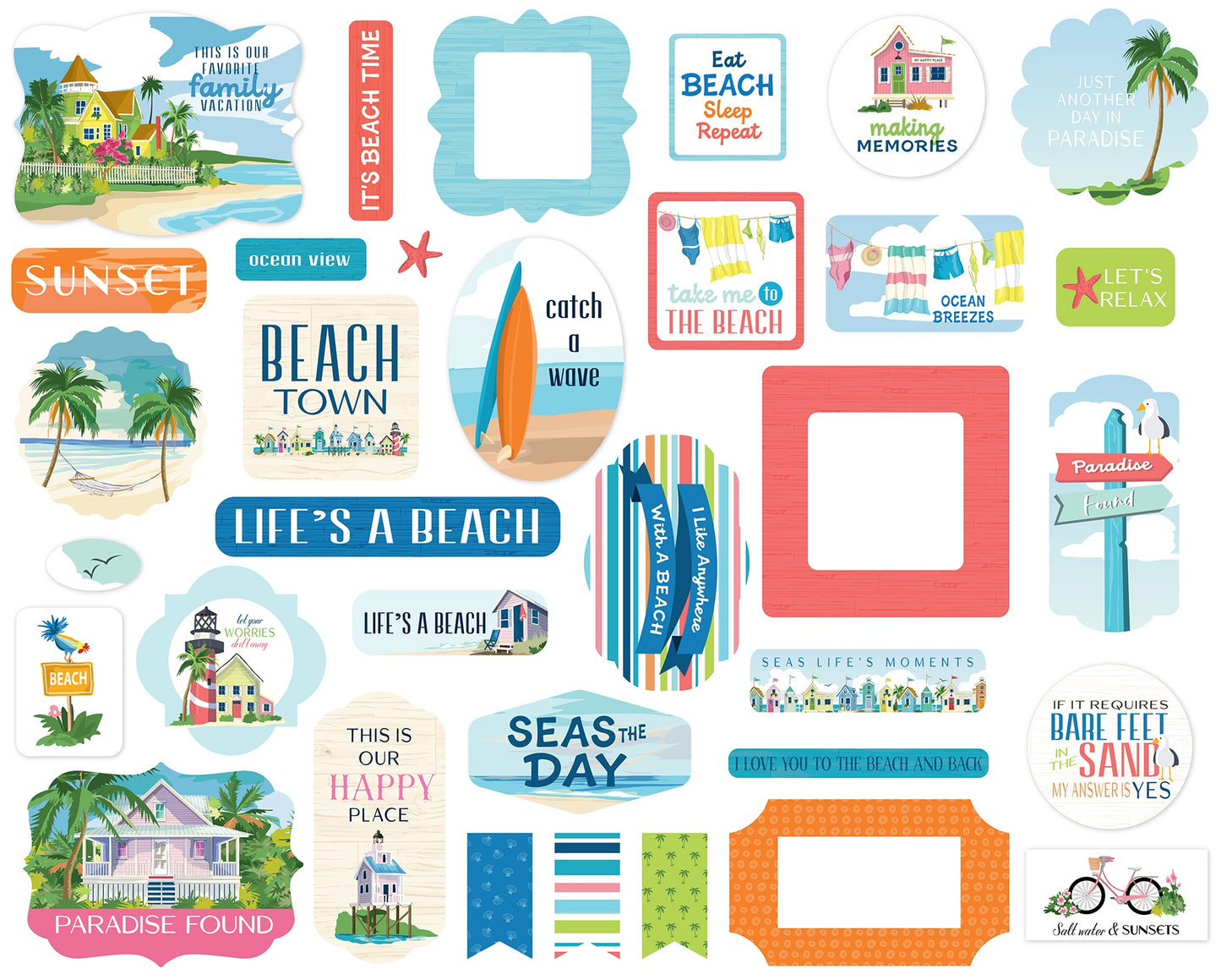 Carta Bella Ephemera-Icons, Beach Town