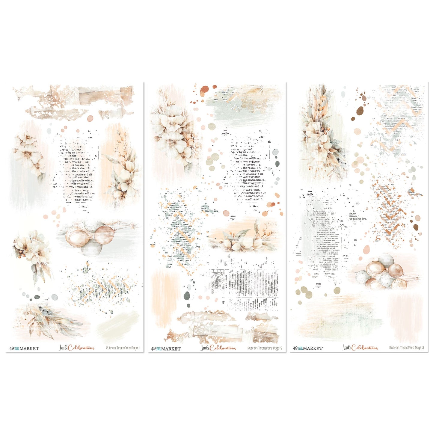 49 And Market Rub-On Transfer Set 6"X12"-Little Celebrations