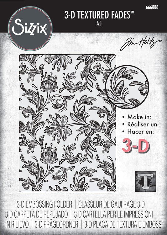 Sizzix 3D Texture Fades Embossing Folder A5 by Tim Holtz-Botanical