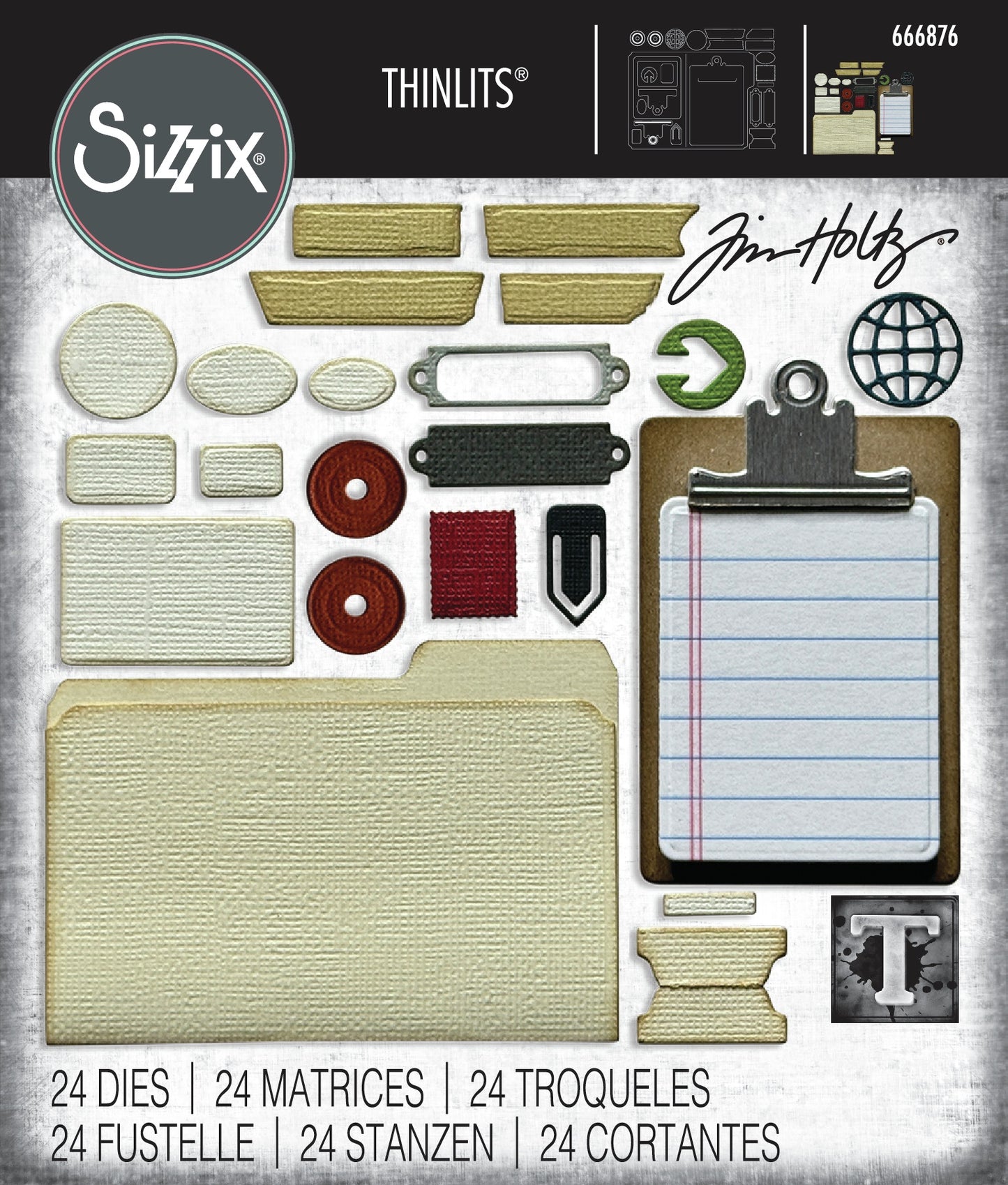Sizzix Thinlits Die Set 24/Pkg by Tim Holtz-Vault Noteworthy