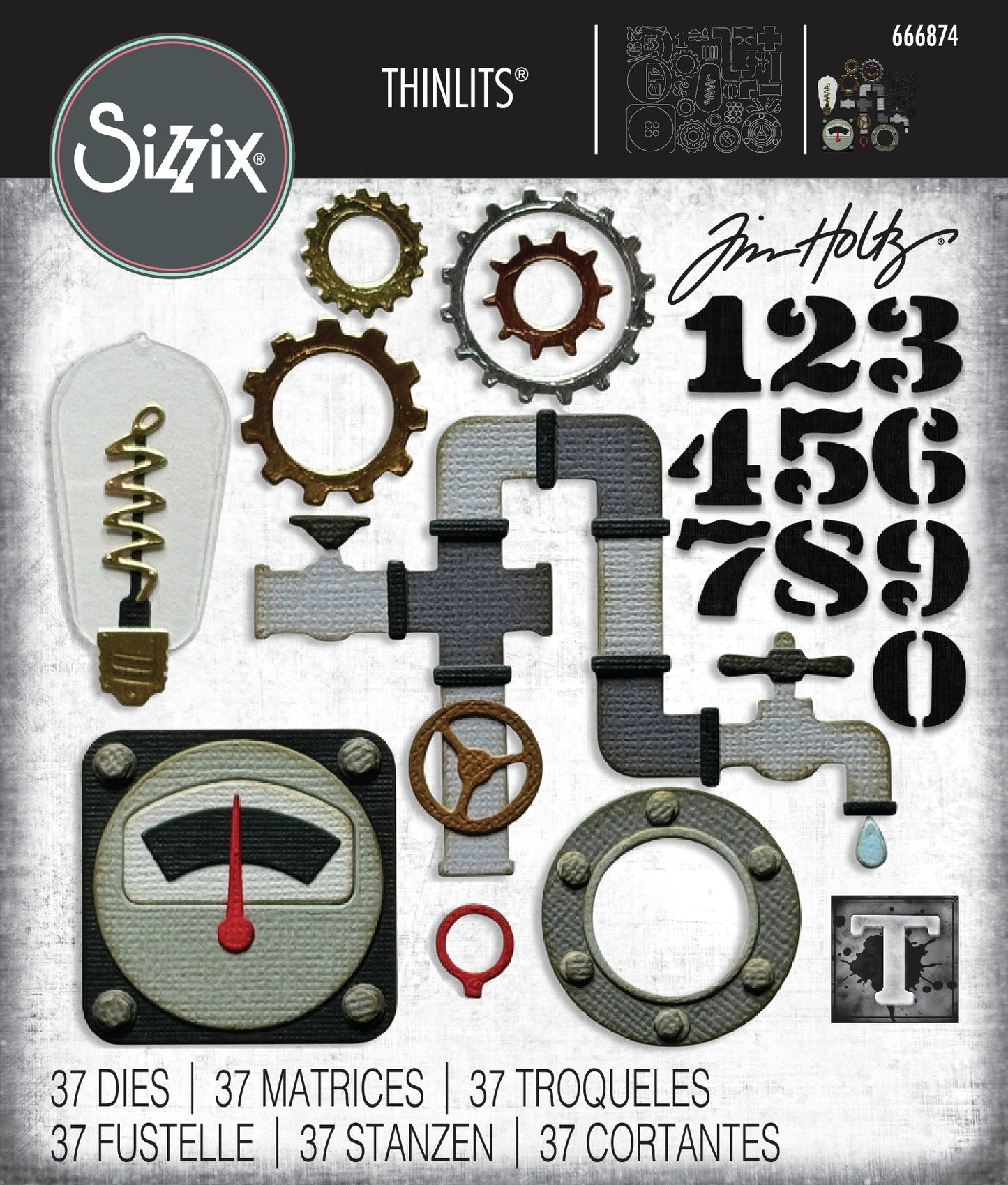 Sizzix Thinlits Die Set 37/Pkg by Tim Holtz-Vault Industrial
