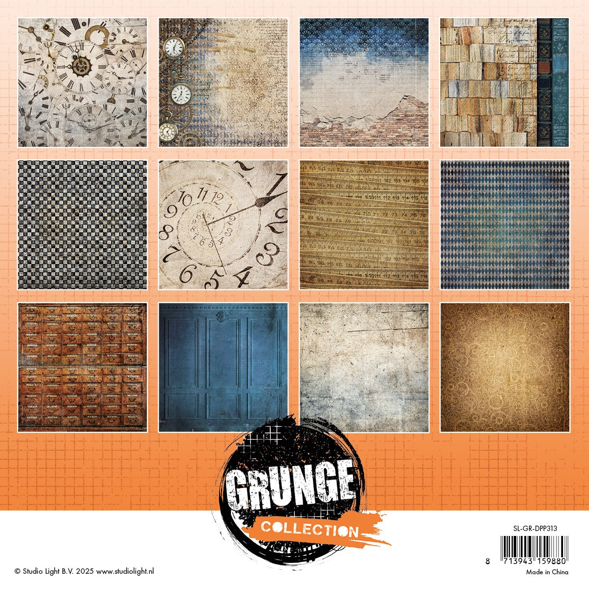 Studio Light Grunge Paper Pad 8"X8" 36/Pkg-Nr. 313, Backgrounds