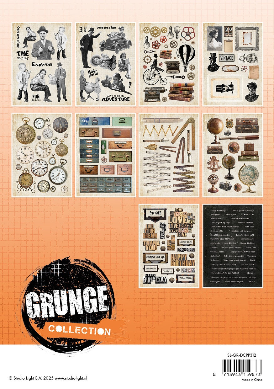 Grunge Collection Die-Cut Paper Pad 5.82"X8.26" 20/Pkg-Nr. 312, Elements