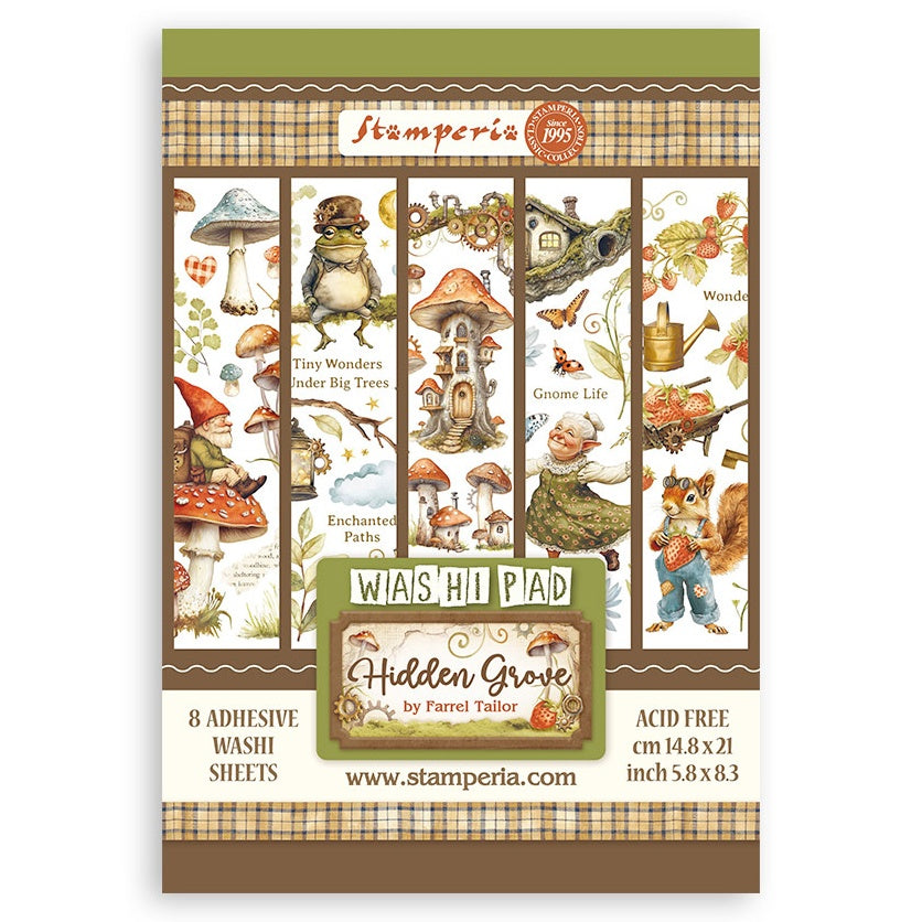 Stamperia A5 Washi Pad 8/Pkg-Hidden Grove
