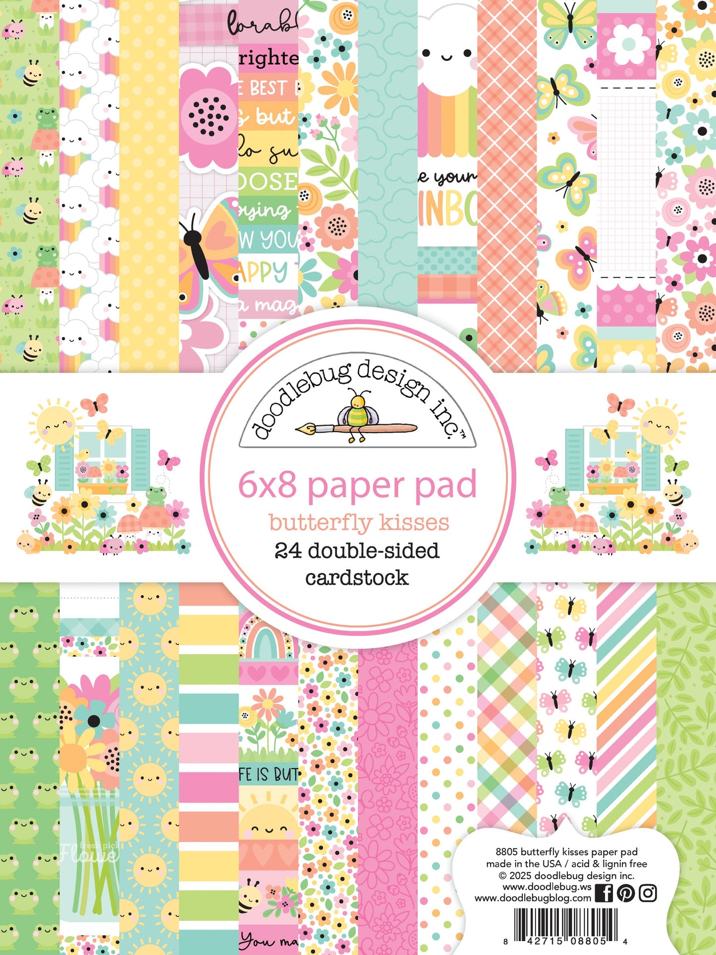 Doodlebug Double-Sided Paper Pad 6"X8"-Butterfly Kisses