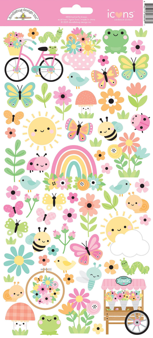 Doodlebug Cardstock Stickers-Icons, Butterfly Kisses