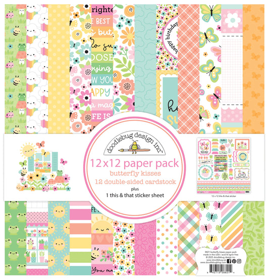 Doodlebug Double-Sided Paper Pack 12"X12" 12/Pkg-Butterfly Kisses