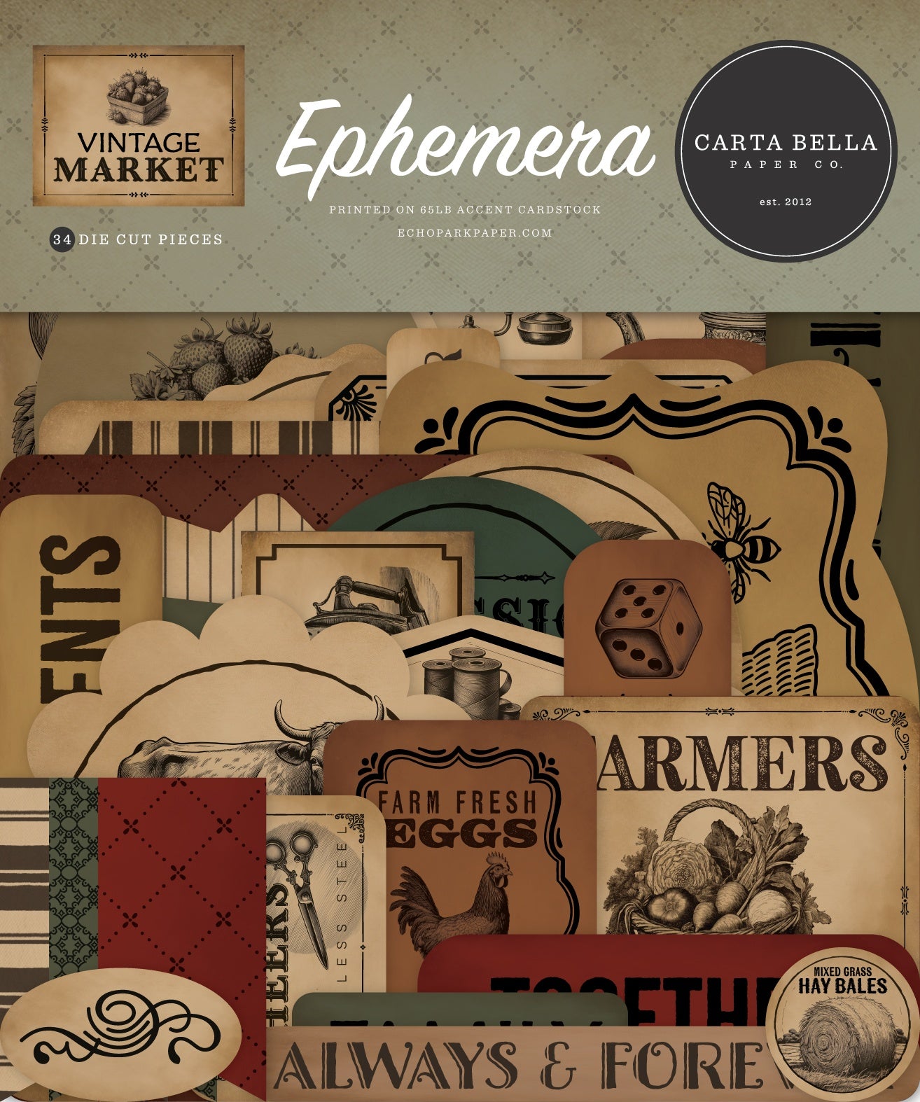 Carta Bella Vintage Market Ephemera-Vintage Market, Icons