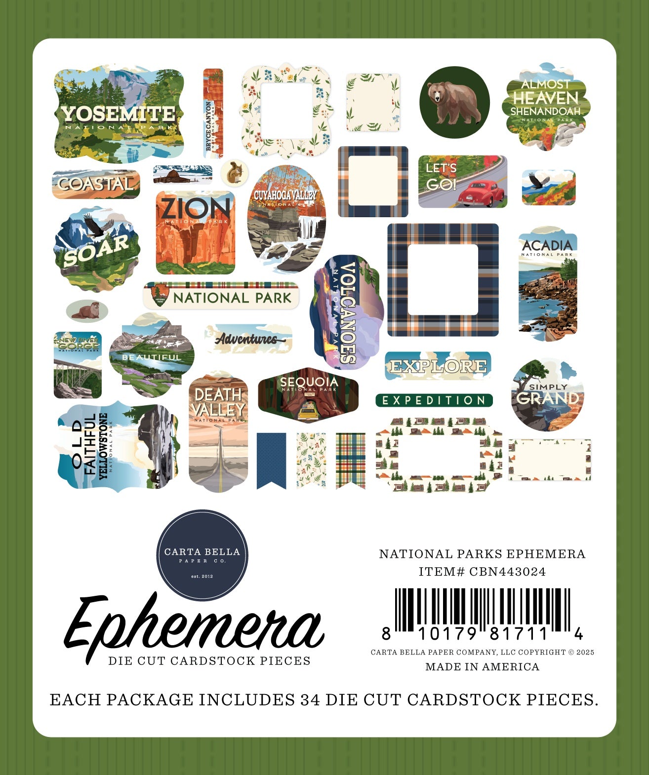 Carta Bella Cardstock Ephemera-Icons, National Parks