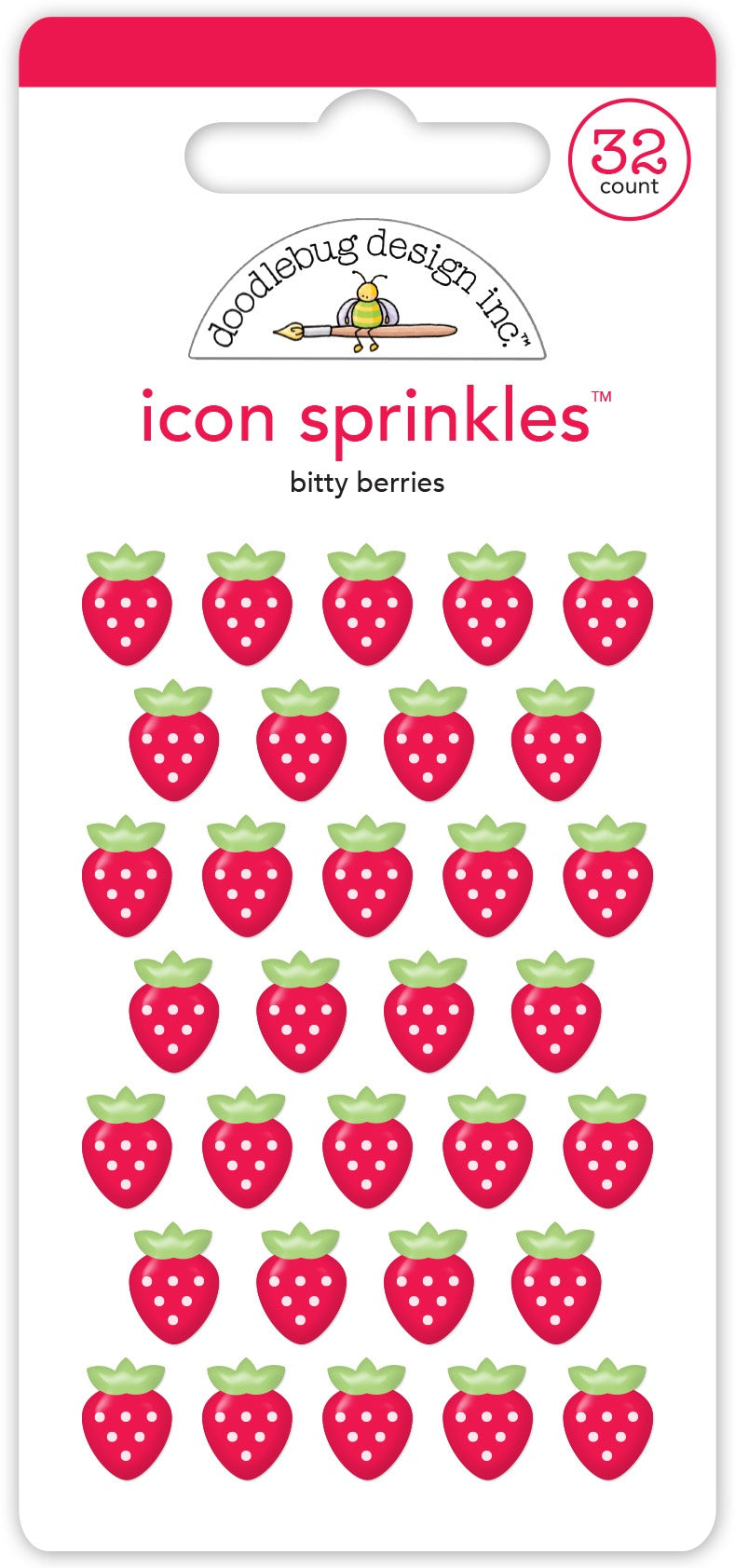 Doodlebug Sprinkles Adhesive Enamel Icon Shapes-Bitty Berries, Berry Sweet