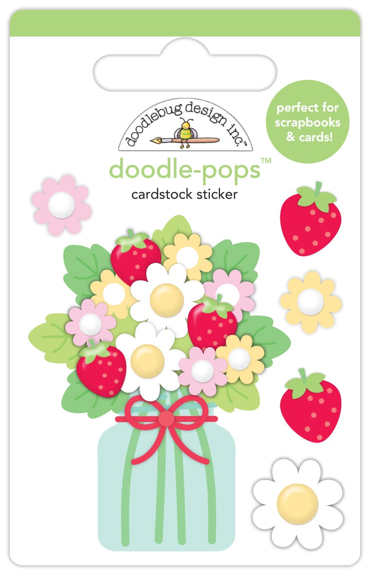Doodlebug Doodle-Pops 3D Sticker-Berry Bouquet, Berry Sweet