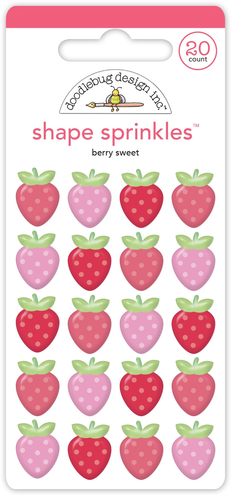 Doodlebug Sprinkles Adhesive Enamel Shapes-Berry Sweet