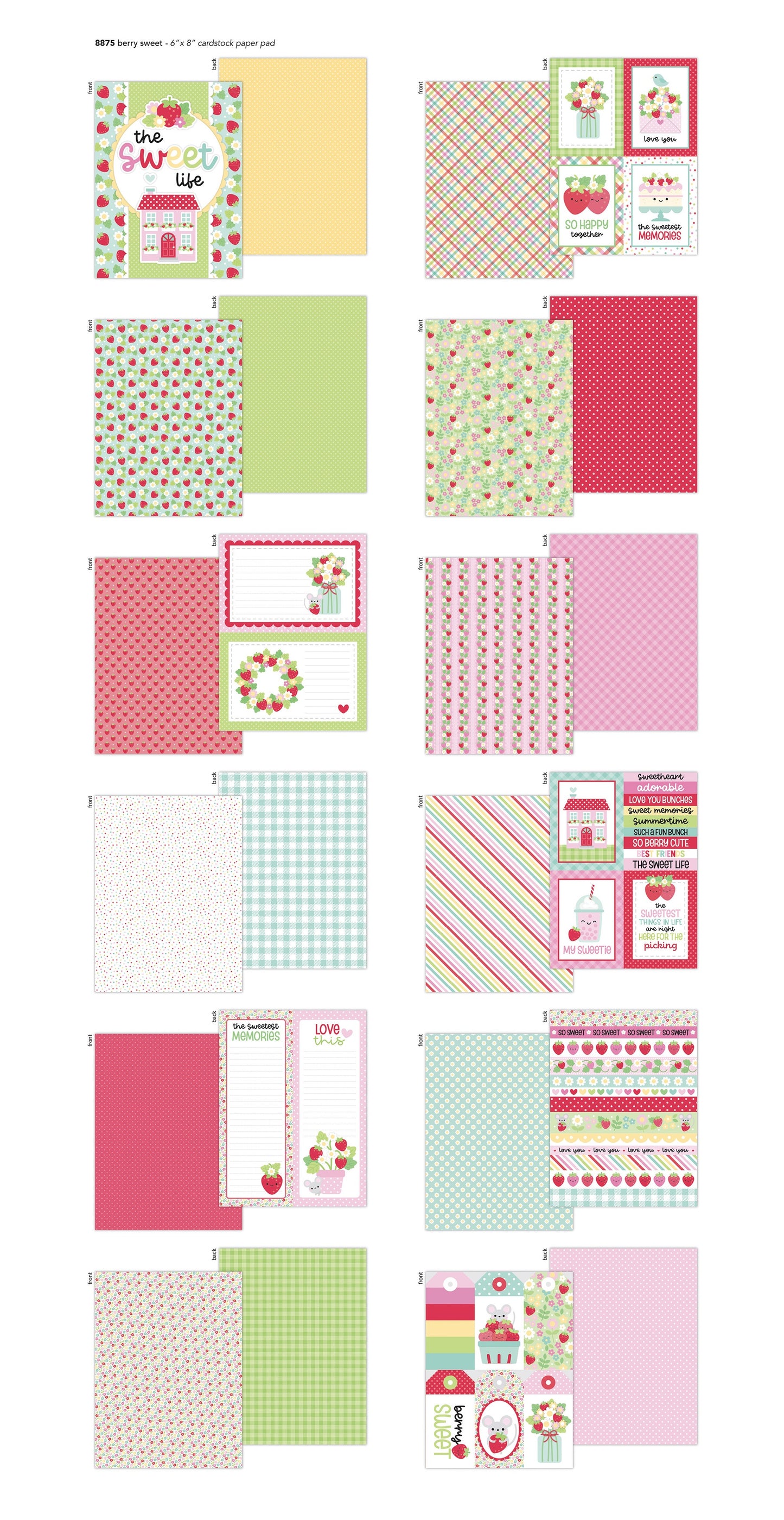 Doodlebug Double-Sided Paper Pad 6"X8"-Berry Sweet