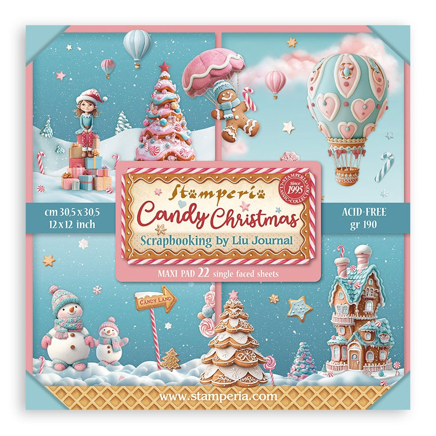 Stamperia Single-Sided Paper Pad 12"x12" 22/Pkg-Candy Christmas
