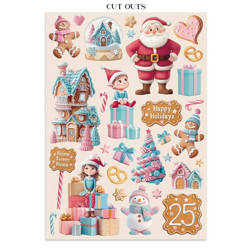Stamperia Junk Journal Stickers, Cut-outs And Backgrounds-Candy Christmas
