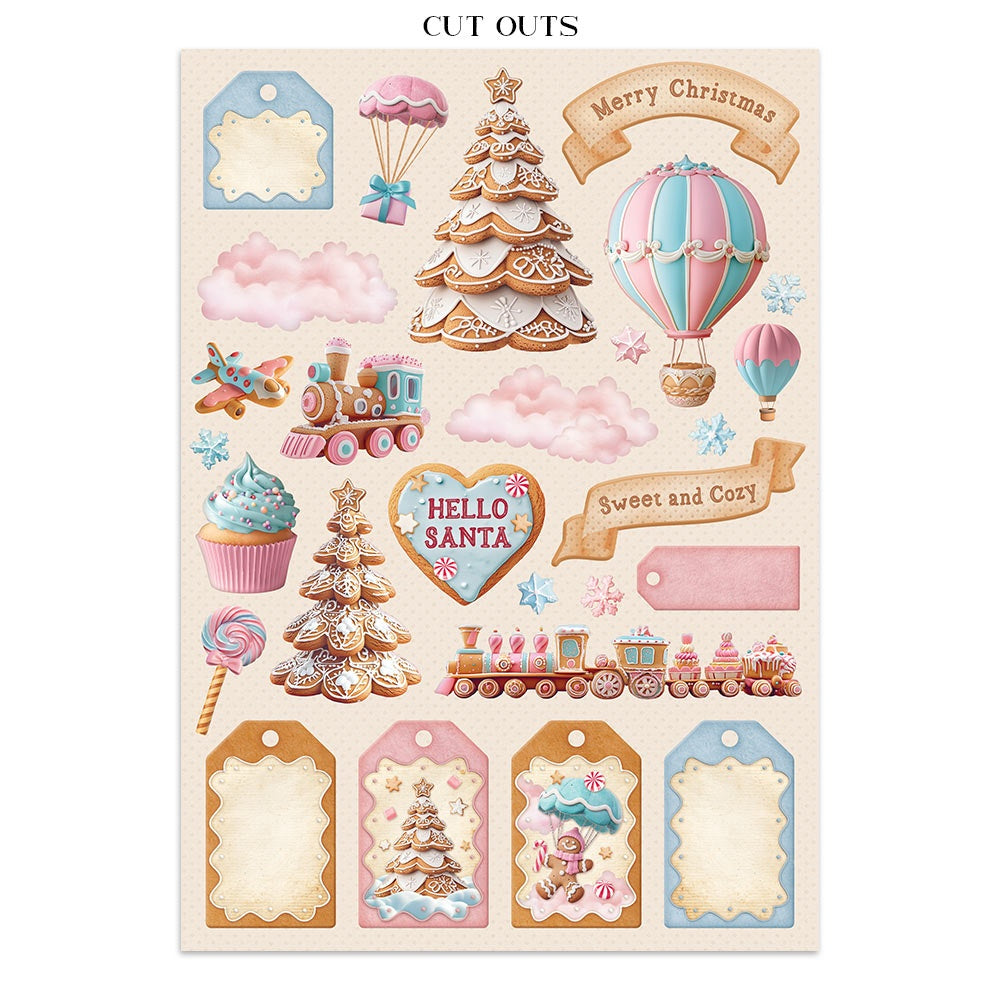 Stamperia Junk Journal Stickers, Cut-outs And Backgrounds-Candy Christmas