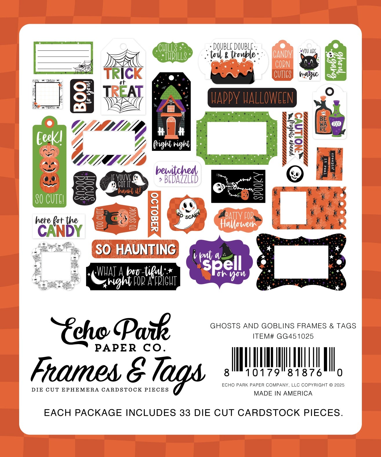 Echo Park Ephemera-Frames & Tags, Ghosts And Goblins