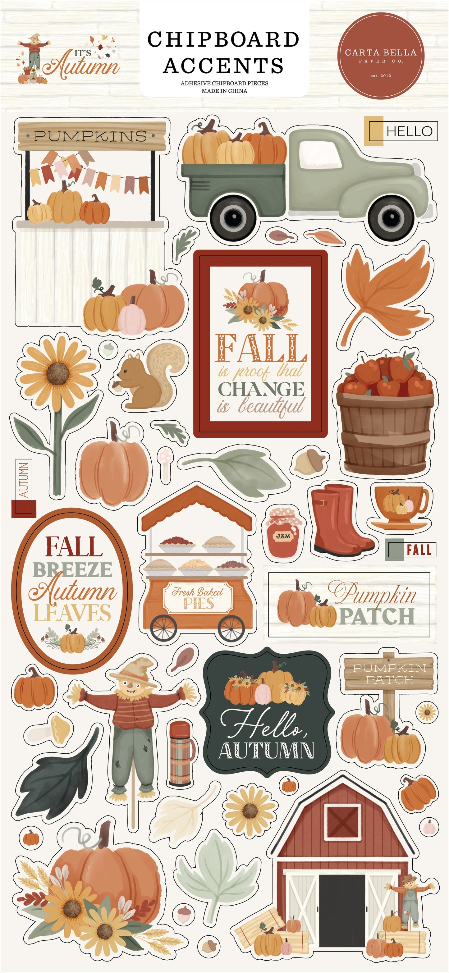 Carta Bella Chipboard 6"X13"-Accents, It's Autumn