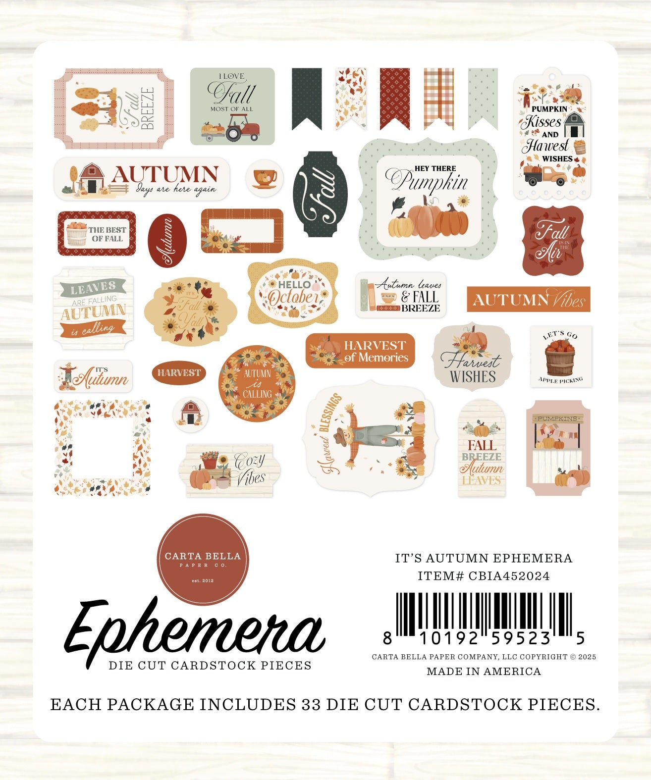 Carta Bella Cardstock Ephemera-Icons, It's Autumn