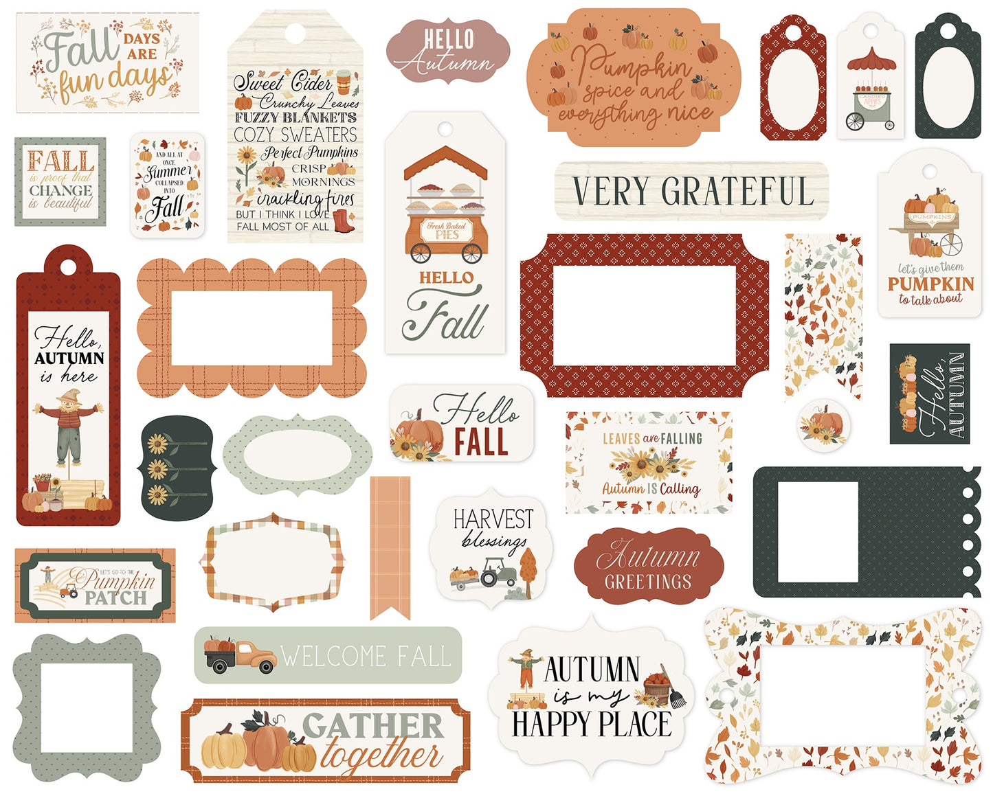 Carta Bella Cardstock Ephemera-Frames & Tags, It's Autumn