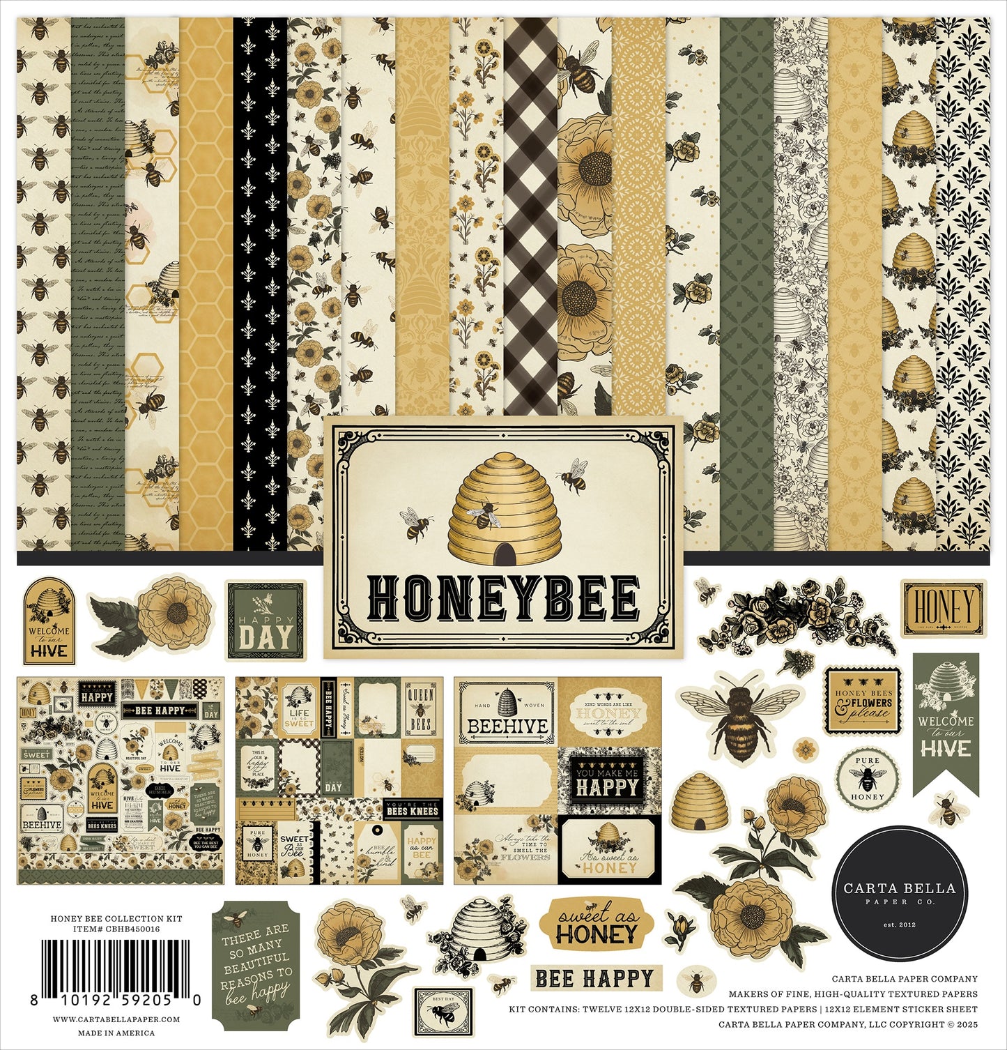 Carta Bella Collection Kit 12"X12"-Honey Bee