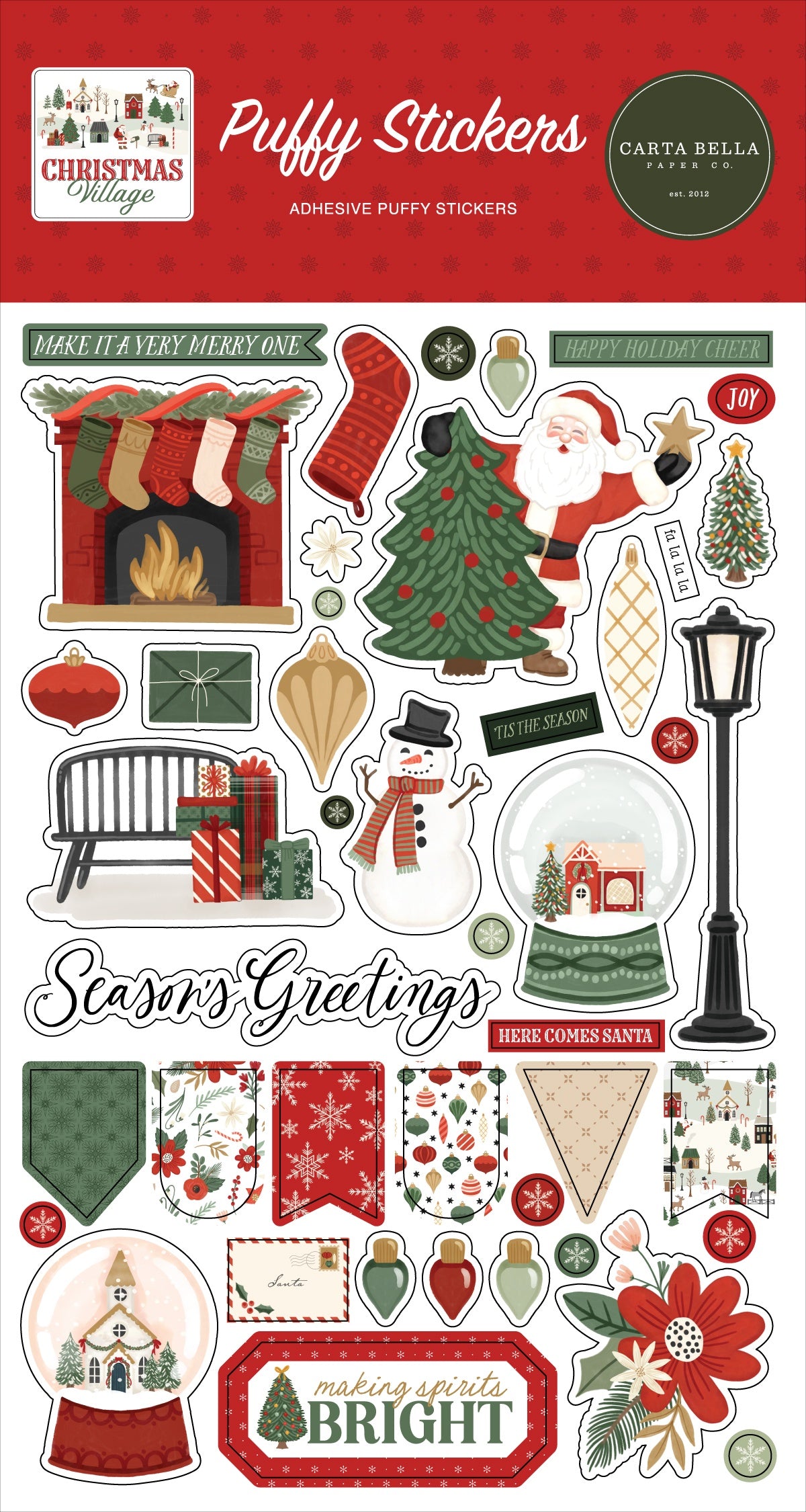 Carta Bella Puffy Stickers-Christmas Village
