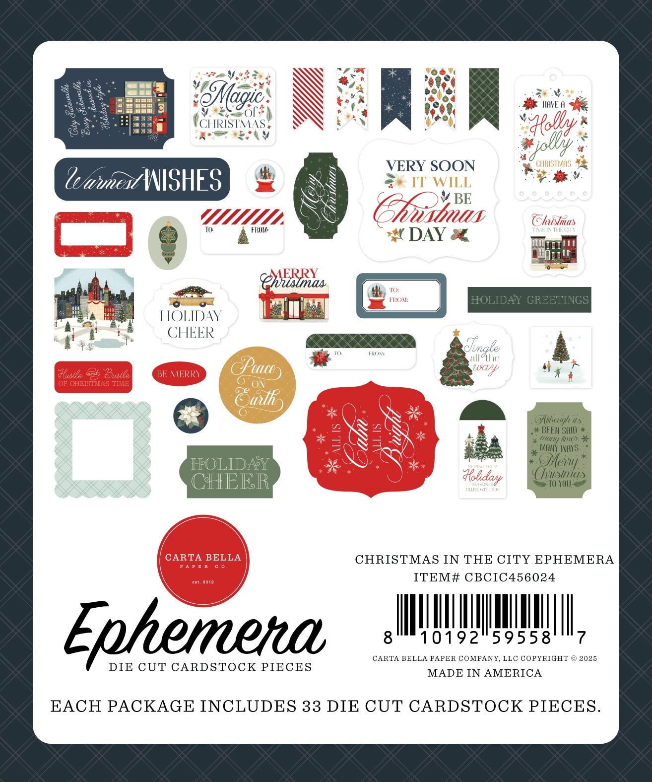Carta Bella Cardstock Ephemera-Icons, Christmas In The City