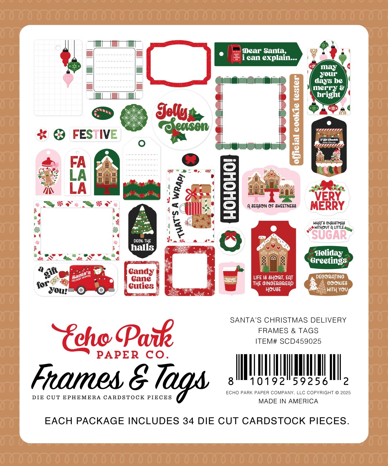 Echo Park Ephemera-Frames & Tags, Santas Christmas Delivery