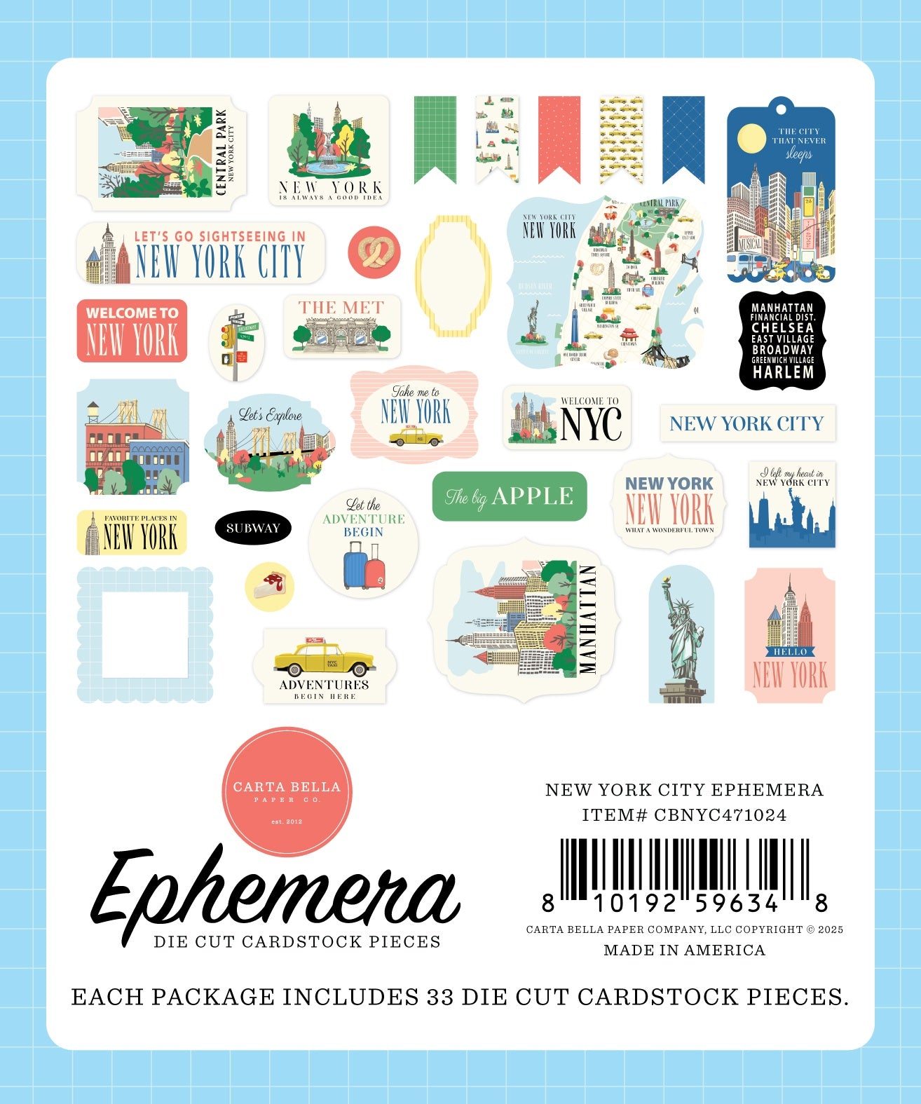 Carta Bella Cardstock Ephemera-Icons, New York City