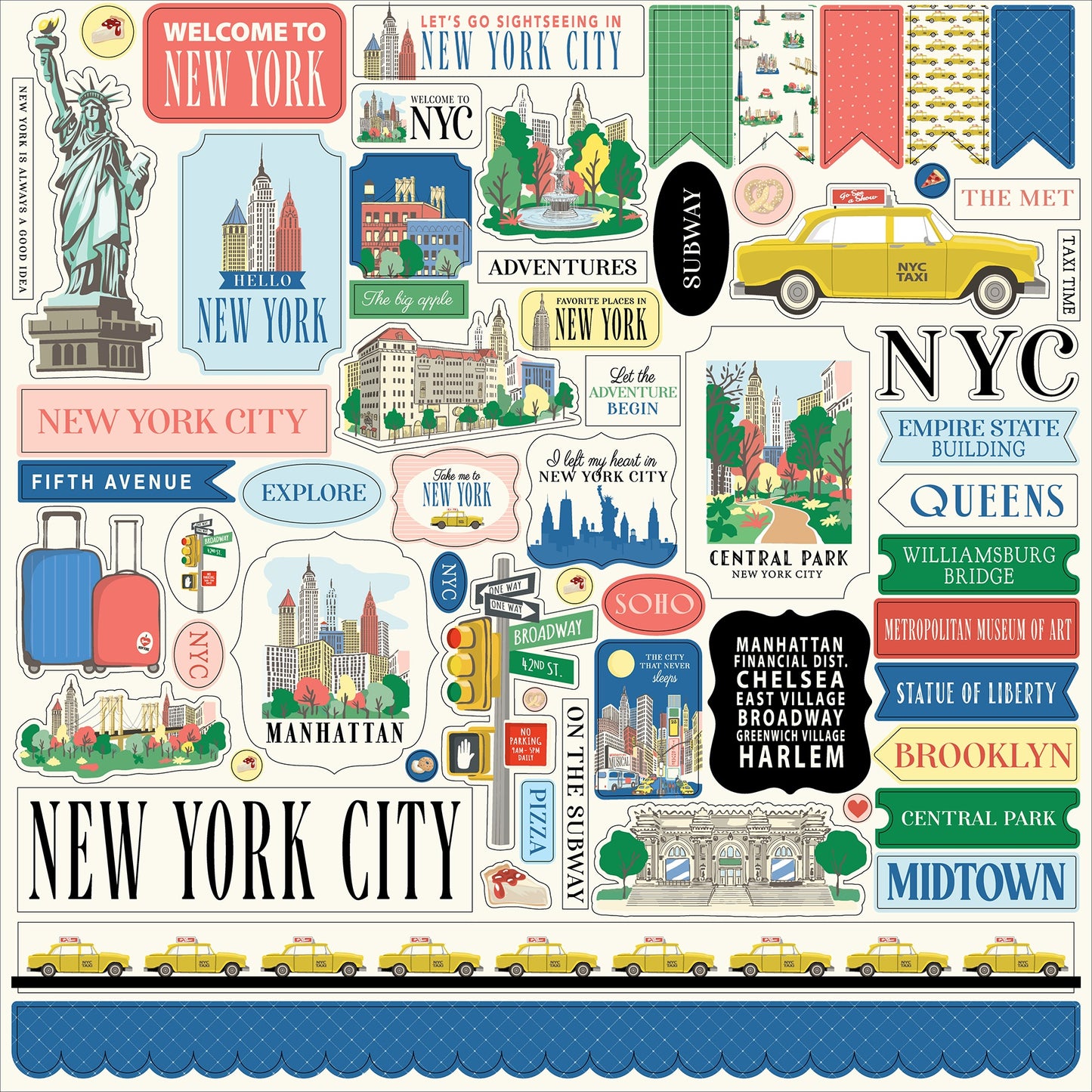 New York City Cardstock Stickers 12"X12"