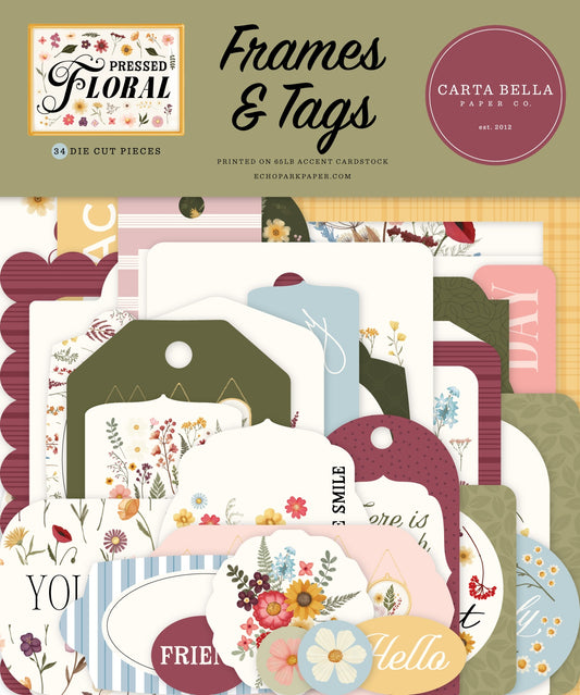 Carta Bella Cardstock Ephemera-Frames & Tags, Pressed Floral