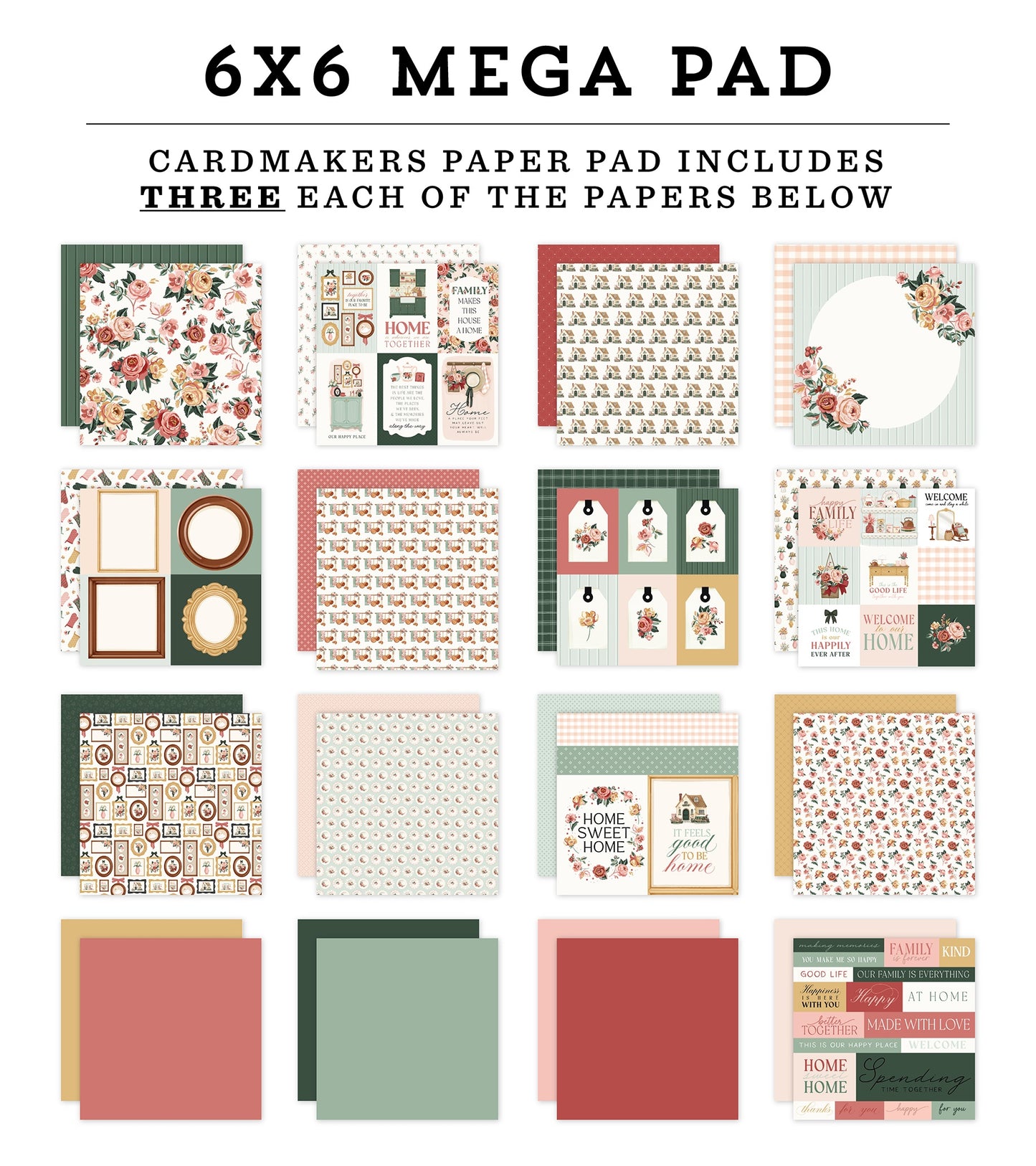 Carta Bella Double-Sided Cardmakers Mega Paper Pad 6"X6"-Feels Like Home