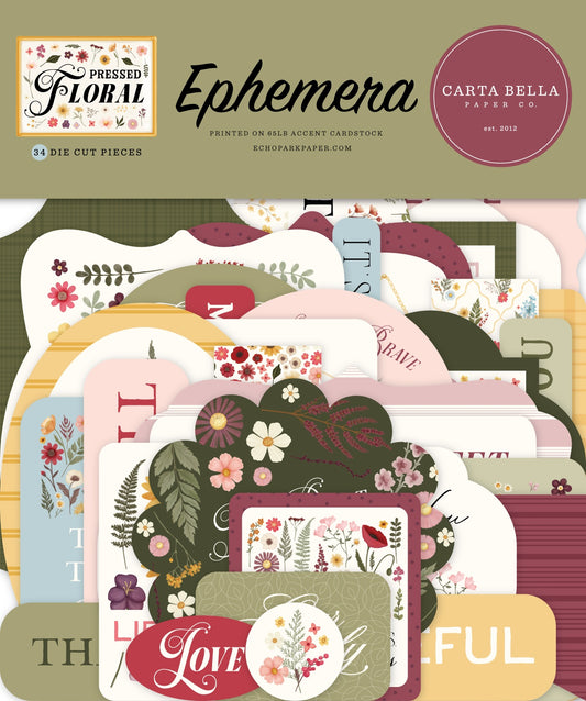 Carta Bella Cardstock Ephemera-Icons, Pressed Floral