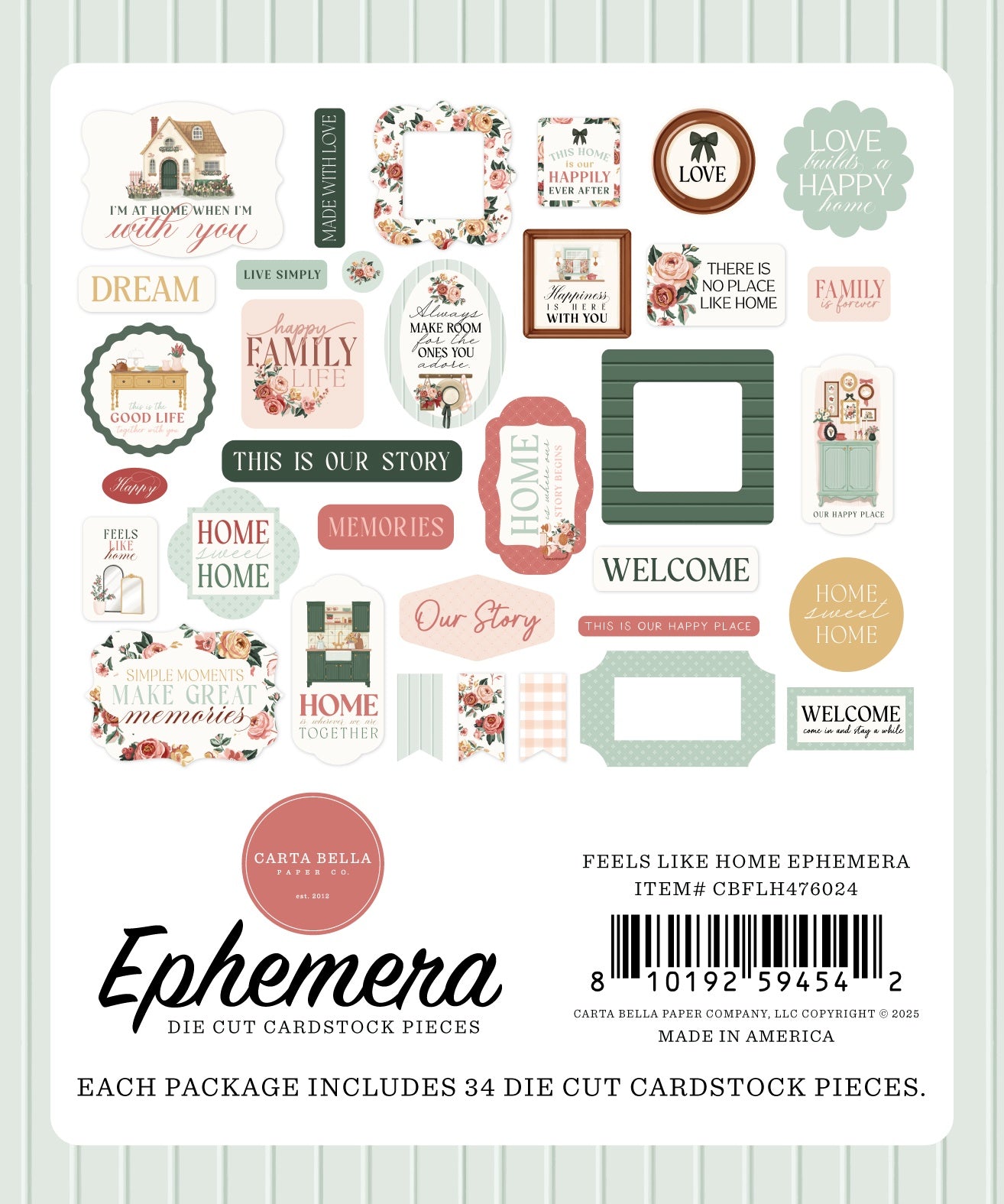 Carta Bella Cardstock Ephemera-Icons, Feels Like Home