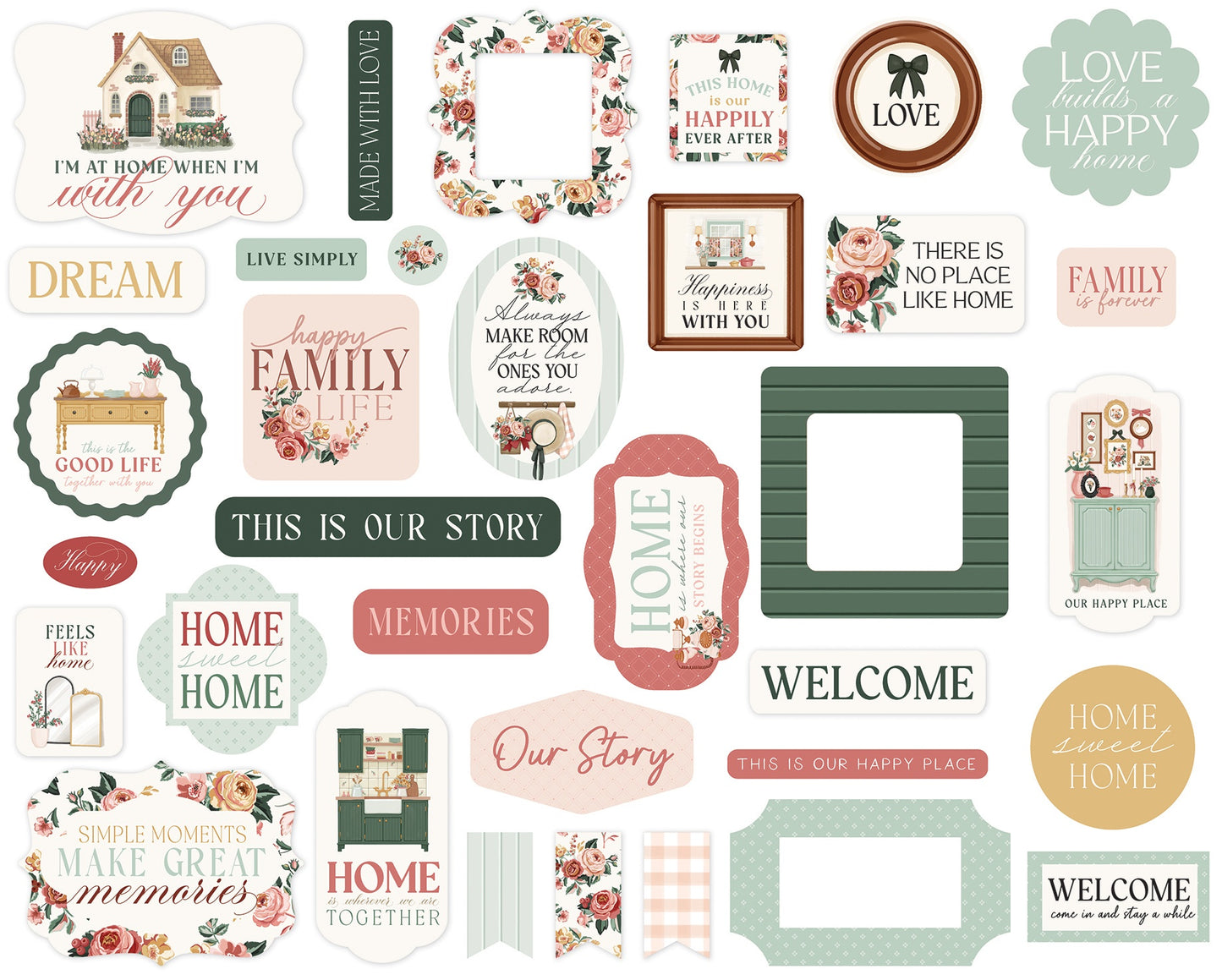 Carta Bella Cardstock Ephemera-Icons, Feels Like Home