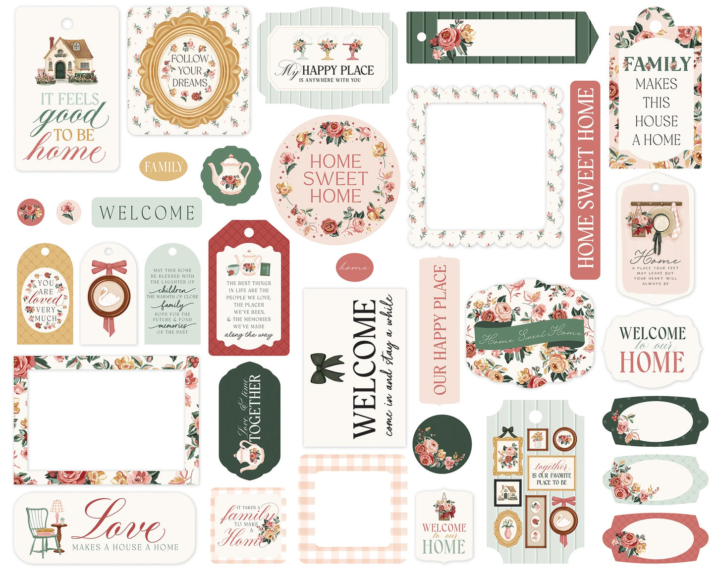 Carta Bella Cardstock Ephemera-Frames & Tags, Feels Like Home