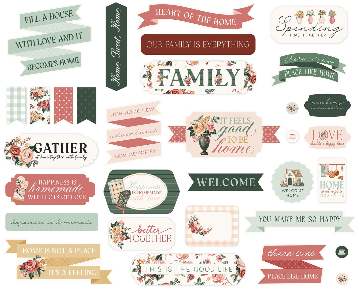 Carta Bella Cardstock Ephemera-Titles & Phrases, Feels Like Home
