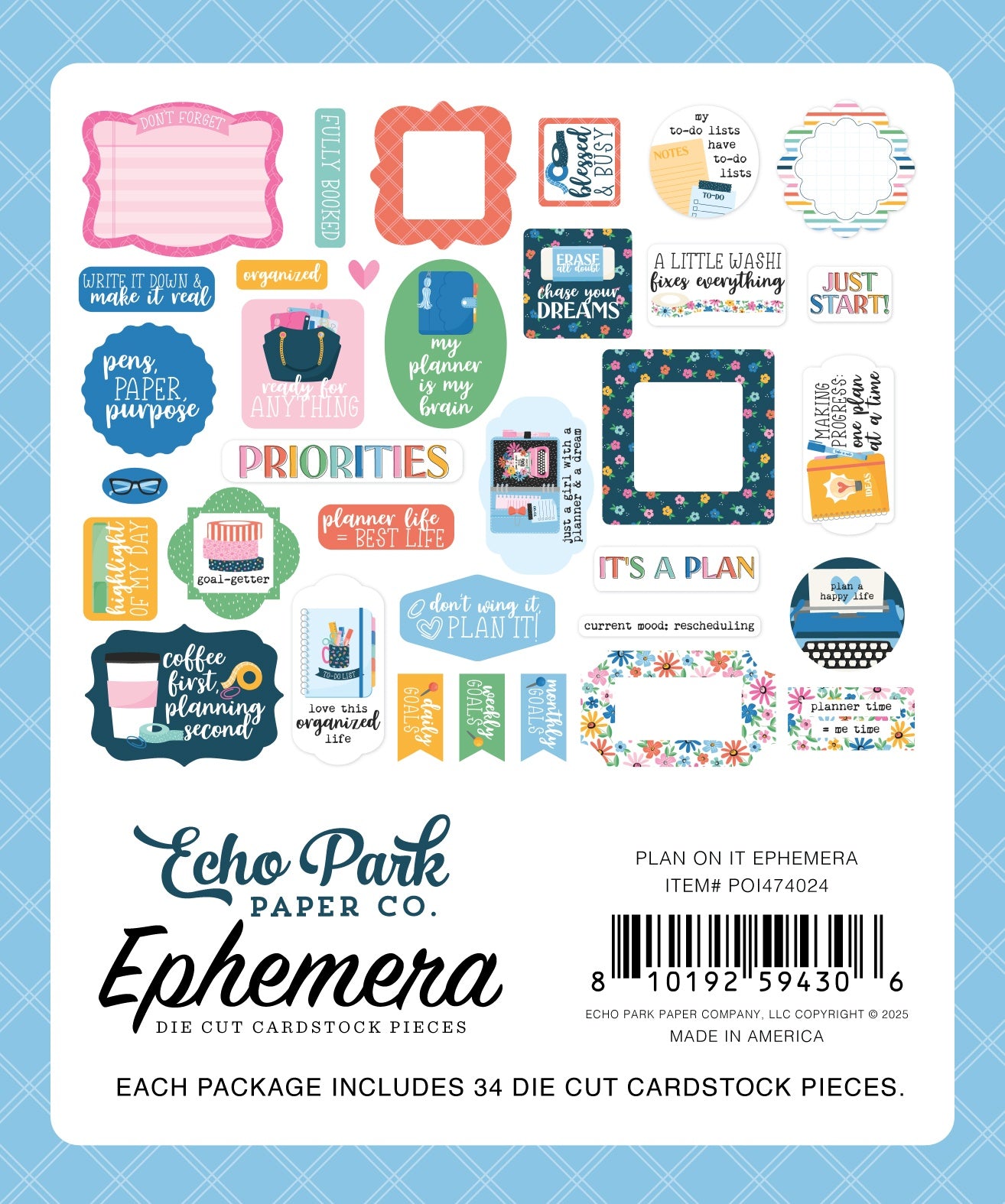 Echo Park Ephemera-Icons, Plan On It